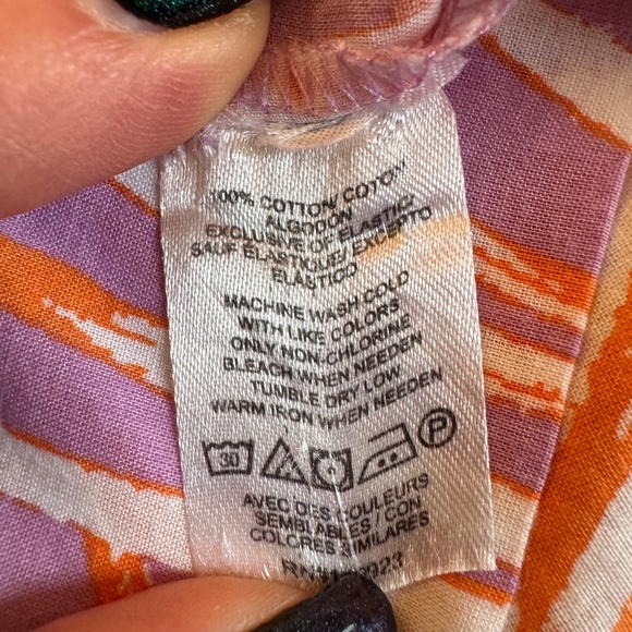 LOFT Beach tropical smocked maxi dress purple orange size L - Picture 6 of 7